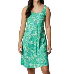 COLUMBIA PFG Freezer III Tank Dress Sz S Emerald City Palm Athletic Performance